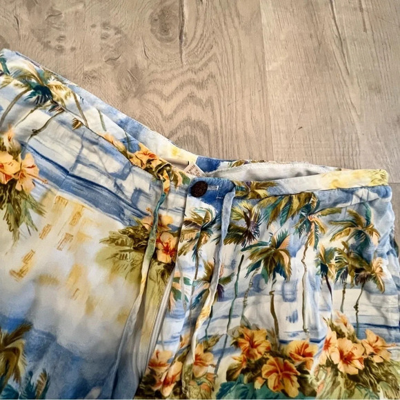 Kahala Hawaii Tropical Print Wide Leg Capri Pants 10 - Picture 2 of 7